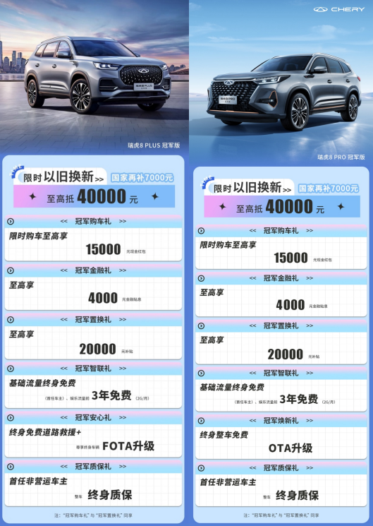全國限時1個月!瑞虎8冠軍家族火拼618,15000元紅包等你來搶(圖2) 全國限時1個月!瑞虎8冠軍家族火拼618,15000元紅包等你來搶